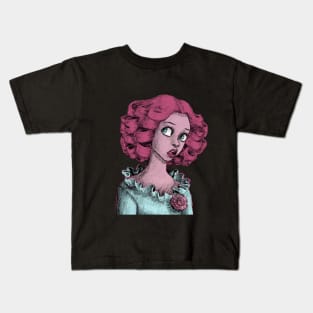 Sketch Style Circus Clown Girl with Pink Hair Kids T-Shirt